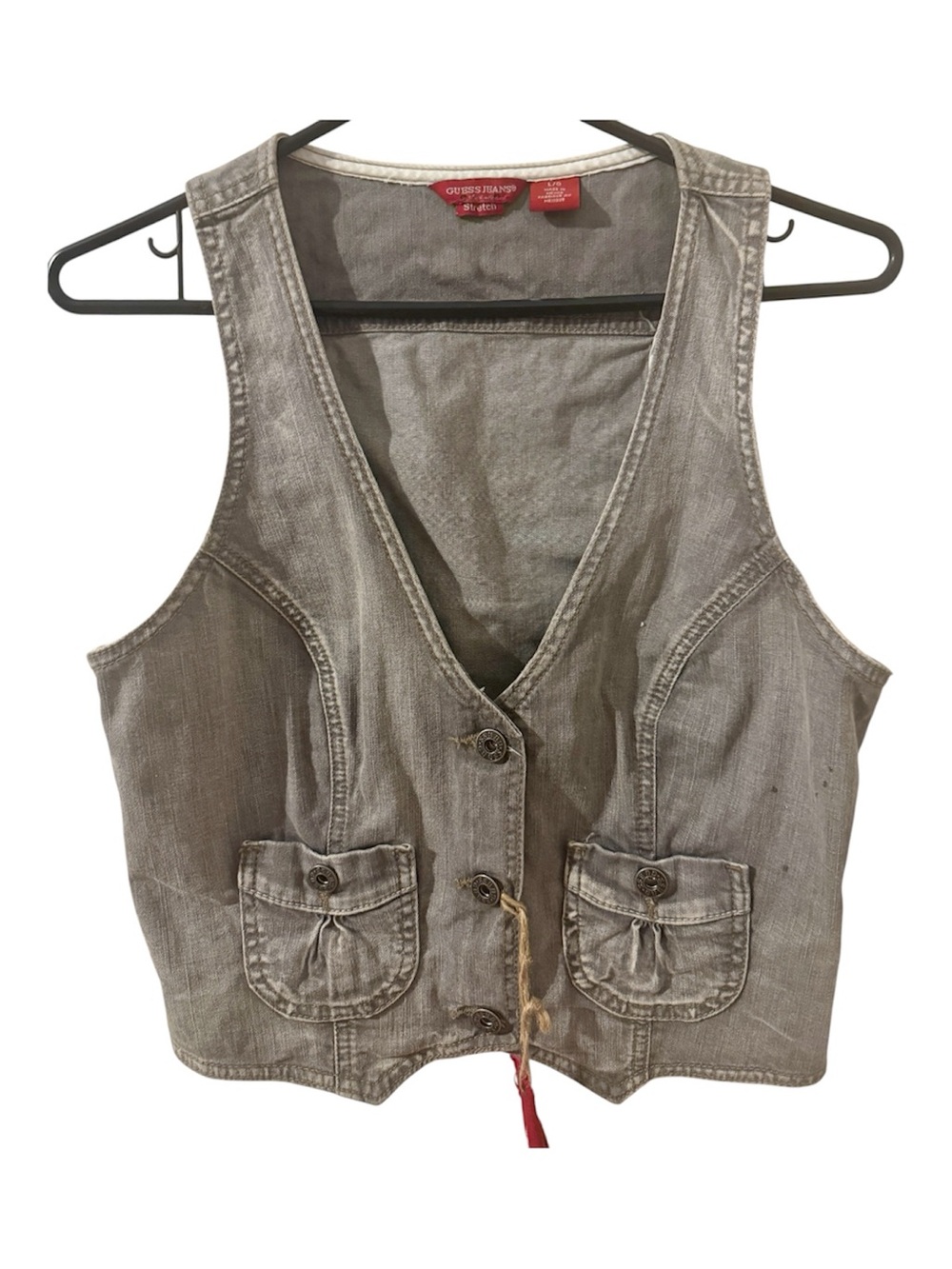 Guess by Marciano Gray Washed Denim Vest